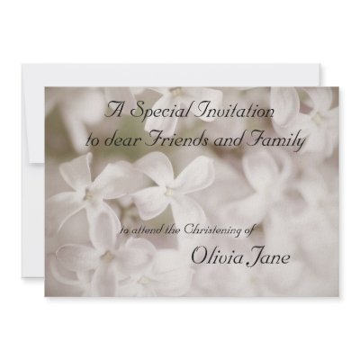 Christening Invitation Template , White Lilacs by JayneLogan