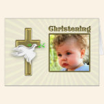 Christening invitation with a golden cross cards
