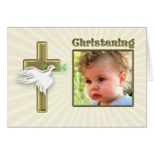 Christening invitation with a golden cross card