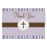 Christening Purple Stripe Thank You Card