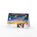 Christgmas Sunrise - Cavalier King Charles (three) Greeting Card