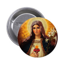 Christian Art of Sacred Heart of Jesus and Mary Pinback Button