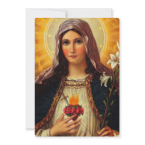 Christian Art of Sacred Heart of Jesus and Mary Custom Announcement