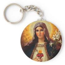 Christian Art of Sacred Heart of Jesus and Mary Keychain