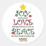 Christian Christmas Joy Love and Peace Stickers