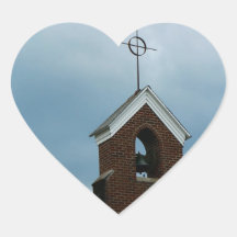 Christian Church Steeple Heart Sticker