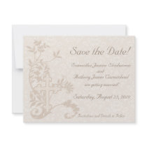 Christian Cross Flourish Save the Date Cards Custom Invitation