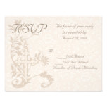 Christian Cross Flourish Wedding RSVP Card Announcement