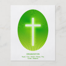 Christian Cross on green eliptical background Flyer Design