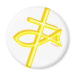 Christian Fish and cross gift design Fridge Magnet