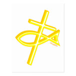 Christian Fish and cross gift design Postcard