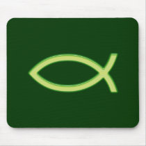 Christian Fish Light Green Mouse Pad