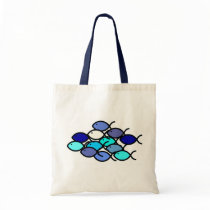 Christian Fish School - Blue and Aqua Canvas Bag