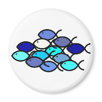 Christian Fish School - Blue and Aqua Refrigerator Magnet