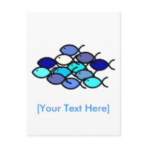 Christian Fish School - Blue and Aqua Post Cards