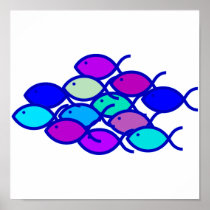Christian Fish School - Purple and Blue Posters
