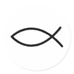 Christian Fish Round Sticker