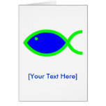 Christian Fish Symbol - Blue with Green Cards