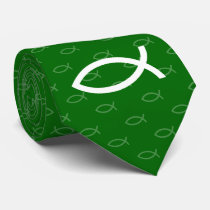 Christian Fish Symbol - Dark Green Tie