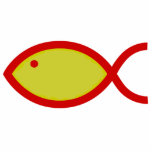 Christian Fish Symbol - Gold with Red Outline Photo Cut Out