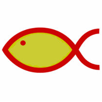Christian Fish Symbol - Gold with Red Outline Photo Cut Out