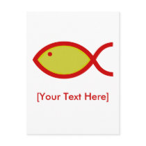 Christian Fish Symbol - Gold with Red Post Cards