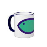 Christian Fish Symbol - LOUD! - Aqua and Blue Coffee Mugs