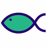 Christian Fish Symbol - LOUD! - Aqua and Blue Photo Cutouts