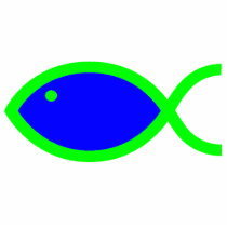 Christian Fish Symbol - LOUD! Blue and Green Photo Sculptures