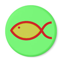 Christian Fish Symbol - LOUD! Gold and Red Magnets
