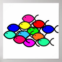 Christian Fish Symbol - Rainbow Colours