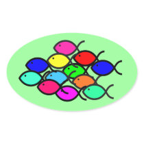 Christian Fish Symbol - Rainbow Colours