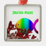Christian Fish Symbol - Rainbow Ocean Ornaments