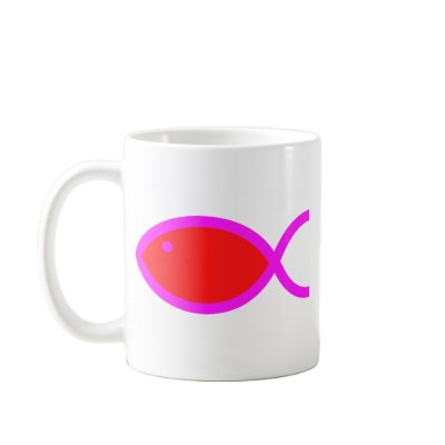 Christian Fish Symbol - Red with Pink Mugs by ChristianFish