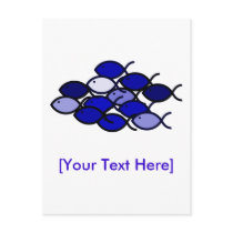 Christian Fish Symbol School - Blue Post Card