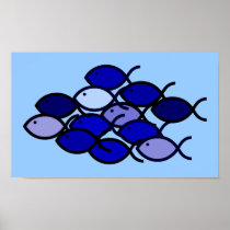Christian Fish Symbol School - Blue Poster