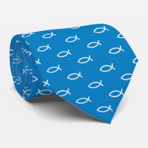 Christian Fish Symbol - Sky Blue Tie