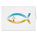Christian Fish Symbol with Crucifix - Sky & Ground Card