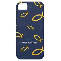 Christian Fish Symbols on blue background iPhone 5 Cases