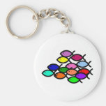 Christian Fish Symbols - Rainbow School Key Chain