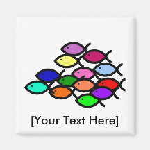 Christian Fish Symbols -Rainbow School Magnets