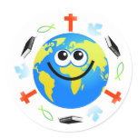Christian Globe Round Sticker