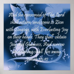 Christian Poster with Bible Verse Isaiah 35:10 posters