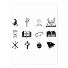 Christian religious signs and symbols postcards