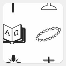 Christian religious signs and symbols square stickers