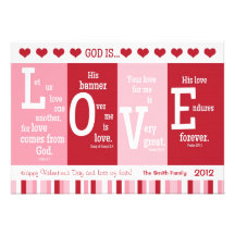 Christian Valentine Card "God is LOVE" Bible Verse Personalized Invites