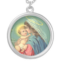 Christian Virgin Mary and Baby Jesus Necklace