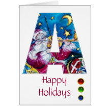 CHRISTMAS A LETTER / INSPIRED SANTA MONOGRAM GREETING CARD