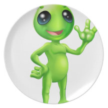 Christmas alien dinner plate