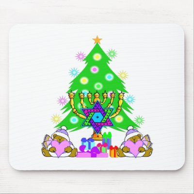 Christmas and Hanukkah Mousepad by bonfirechristmas